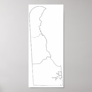 Delaware Counties Blank Outline Map Poster