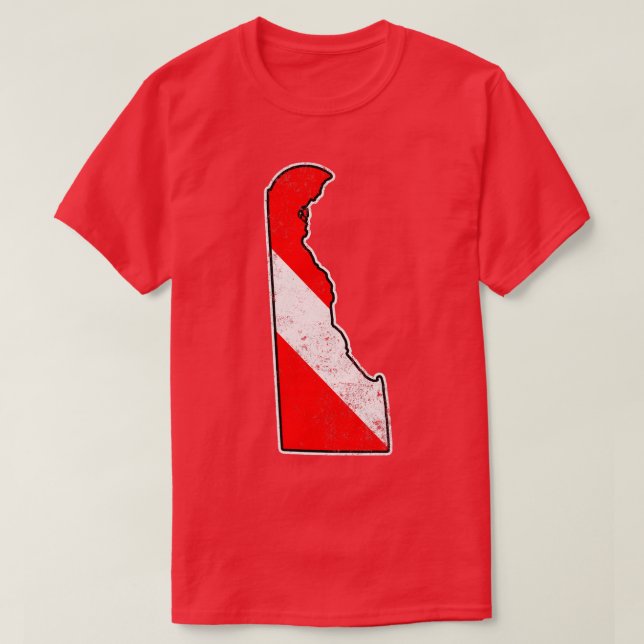 Delaware Dive Flag Scuba Diving State Map Dive Fla T-Shirt (Design Front)