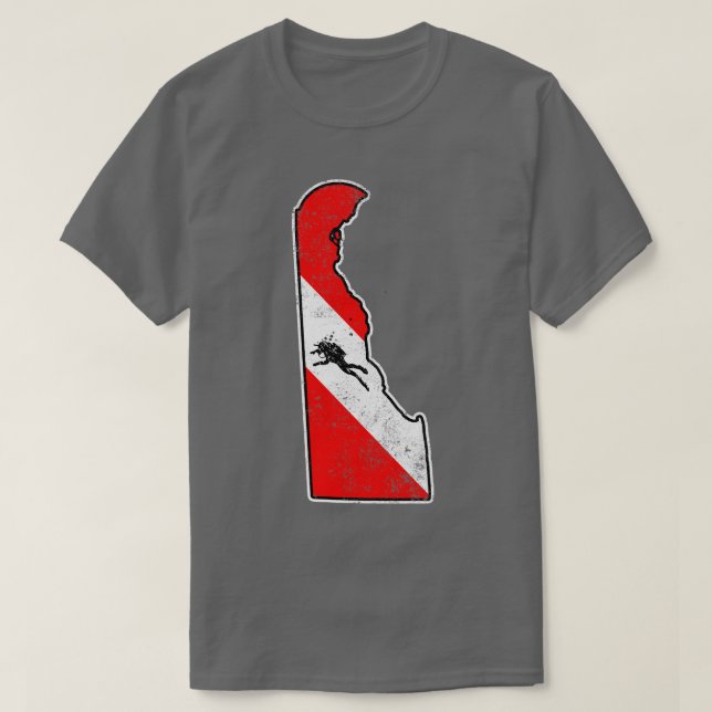 Delaware Dive Flag Scuba Diving State Map Dive Fla T-Shirt (Design Front)