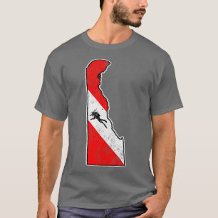 Delaware Dive Flag Scuba Diving State Map Dive Fla T-Shirt