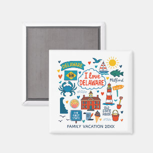 Delaware Family Trip Keepsake Personalised Magnet