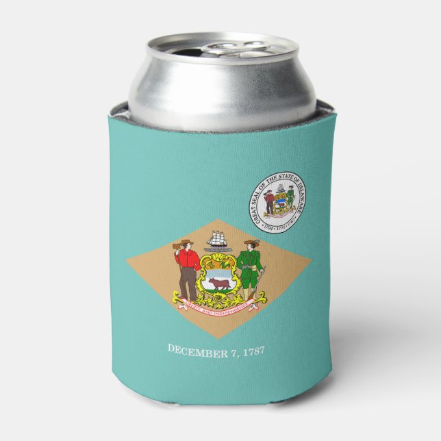 Delaware flag can cooler (Can Front)