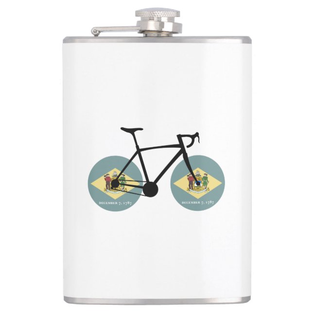 Delaware Flag Cycling Hip Flask (Front)