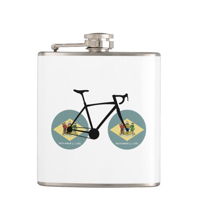 Delaware Flag Cycling Hip Flask (Front)