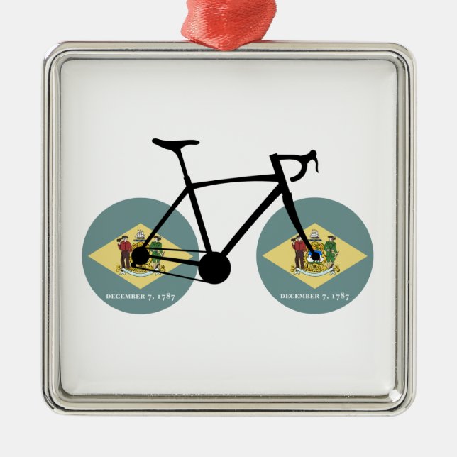 Delaware Flag Cycling Metal Tree Decoration (Front)