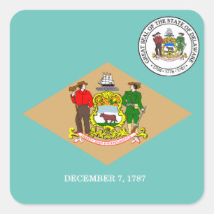 Delaware flag square sticker