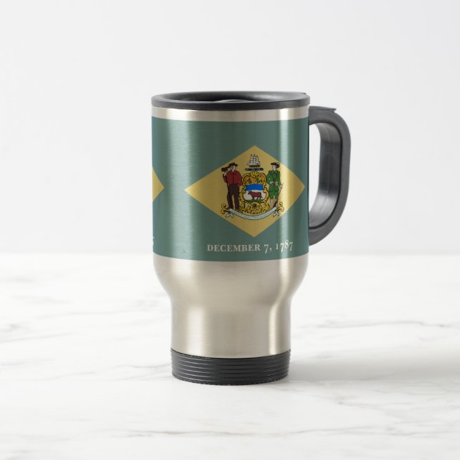 Delaware flag travel mug (Front Right)