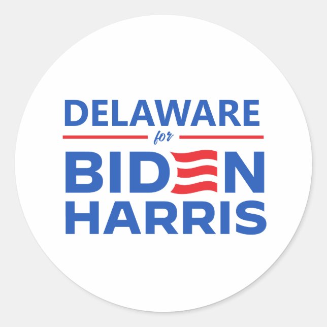 Delaware for Biden Harris Classic Round Sticker (Front)