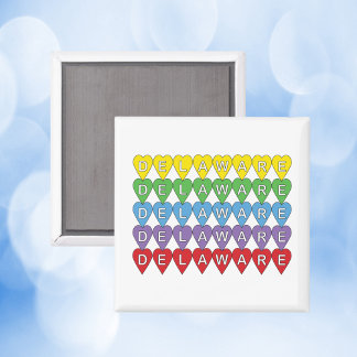 Delaware Hearts Colourful Pattern Magnet