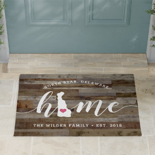Delaware Home State Personalized Wood Look Doormat