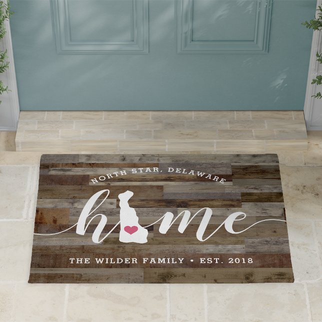 Delaware Home State Personalized Wood Look Doormat (Creator Uploaded)