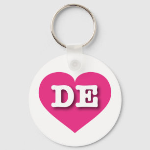 Delaware Hot Pink Heart - I love DE Key Ring