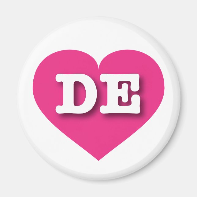 Delaware Hot Pink Heart - I love DE Magnet (Front)