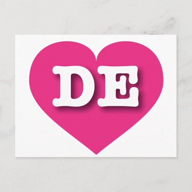 Delaware Hot Pink Heart - I love DE Postcard (Front)