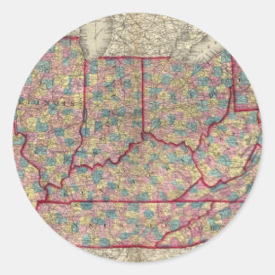 Delaware, Illinois, Indiana, and Iowa Classic Round Sticker