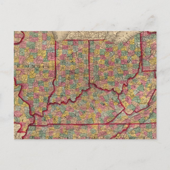 Delaware, Illinois, Indiana, Iowa North Carolina Postcard (Front)