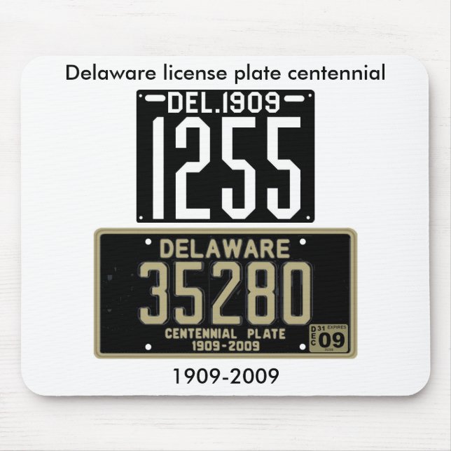 Delaware license plate centennial mouse mat (Front)