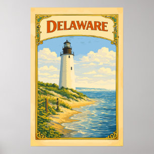 Delaware Lighthouse Vintage Poster