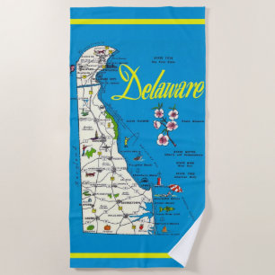 Delaware Map Beach Towel