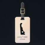 Delaware Map Wedding Luggage Tag, Couple's Name Luggage Tag<br><div class="desc">These state luggage tags make the perfect wedding gift tags or welcome bag tags. Tie it to your gift instead of a typical paper gift tag, and they can use it for months and years to come. Tags have a peach apricot watercolor background. To place the heart at the wedding...</div>