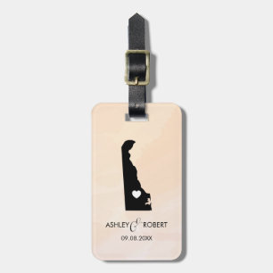 Delaware Map Wedding Luggage Tag, Couple's Name Luggage Tag