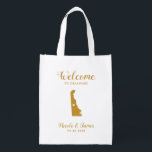 Delaware Map Wedding Welcome Bag, Gold Tote Bag<br><div class="desc">Wedding weekend welcome gift bag for out of town guests to your wedding,  featuring image of Delaware,  with heart you may place at the precise location. Fill tote with your favourite goodies.</div>