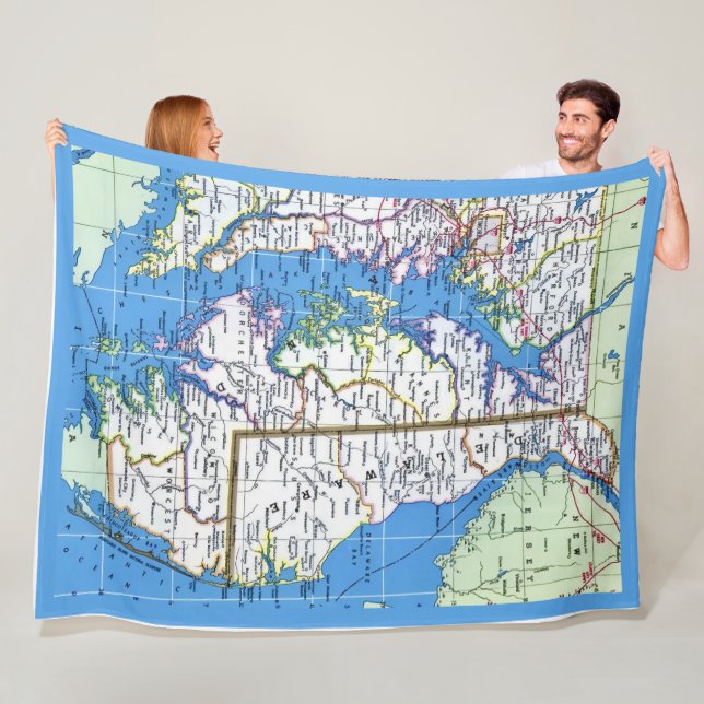 Delaware - Maryland Vintage Map Fleece Blanket (In Situ)