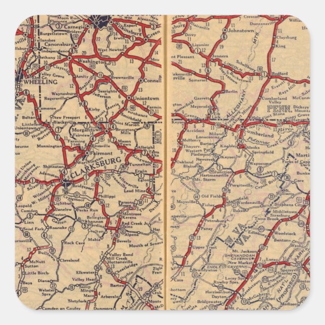 Delaware, Maryland, Virginia, West Virginia Square Sticker (Front)