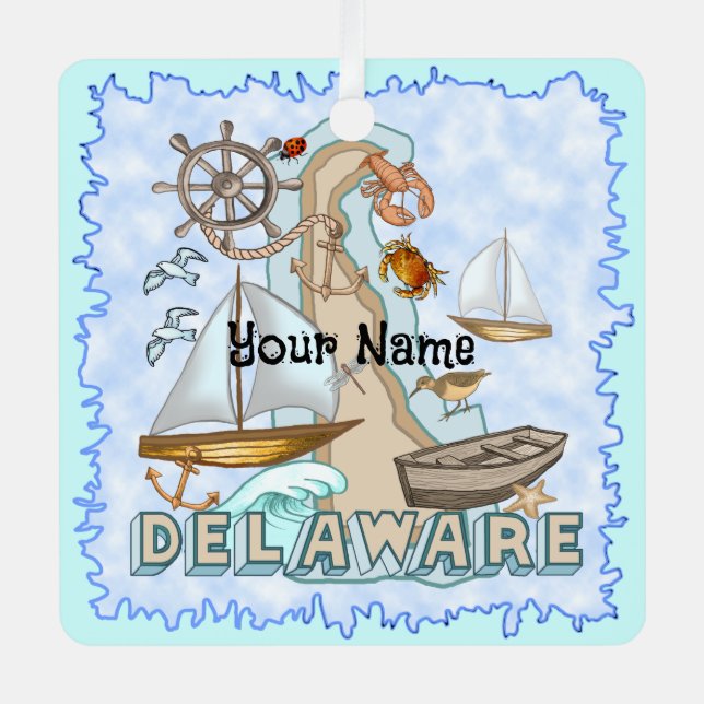 Delaware Metal Tree Decoration (Front)