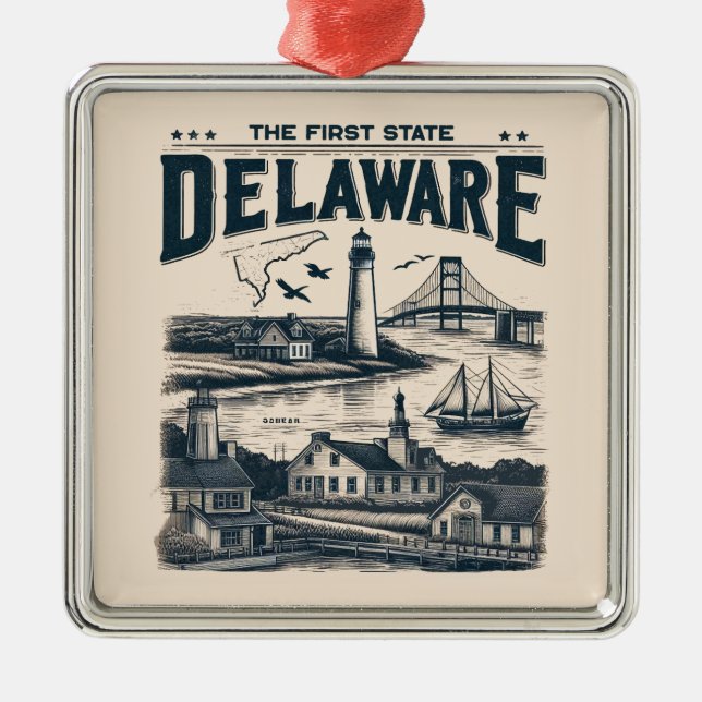 Delaware Metal Tree Decoration (Front)