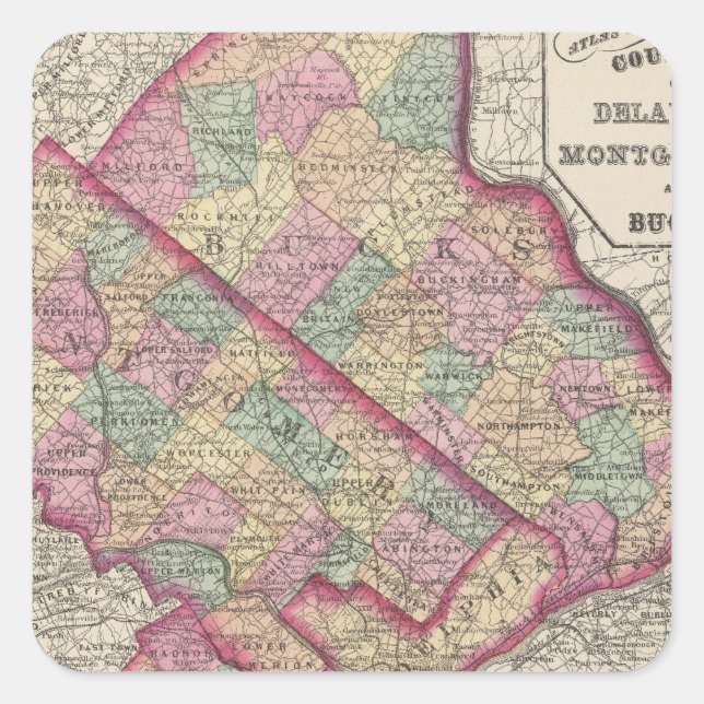 Delaware, Montgomery, Bucks counties Square Sticker (Front)