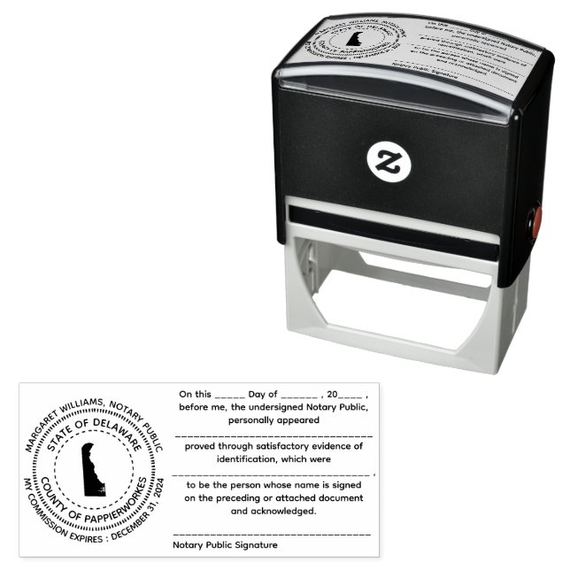 Delaware Notary Public Acknowledgement Stamp (In Situ)