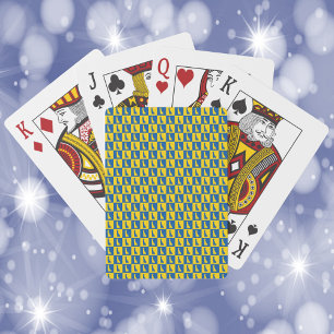 Delaware Outline Blue and Gold Checkerboard Patter Playing Cards