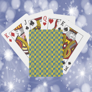 Delaware Outline Blue and Gold Checkerboard Patter Playing Cards