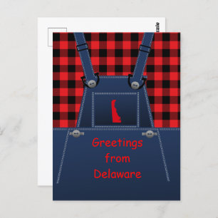 Delaware Overalls Buffalo Plaid Postcard