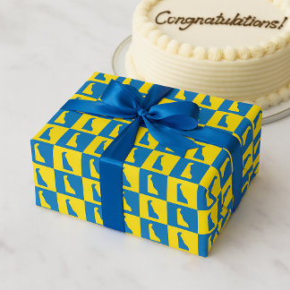 Delaware Pop Art Blue Yellow Gold Pattern Wrapping Paper