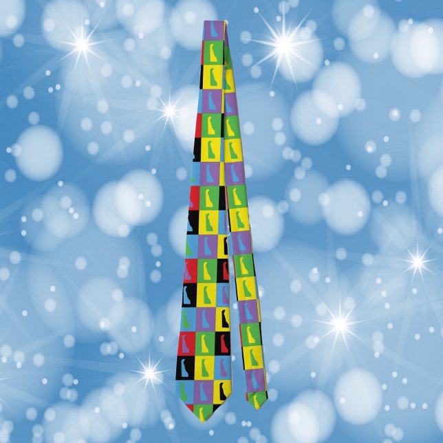 Delaware Pop Art Pattern Tie (A fun tie with a pop art pattern featuring the US State of Delaware)