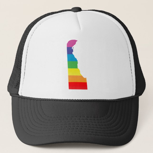delaware pride. striped. trucker hat (Front)