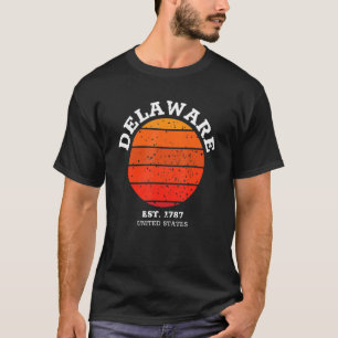 Delaware Retro Sunset Vintage Sports De T-Shirt