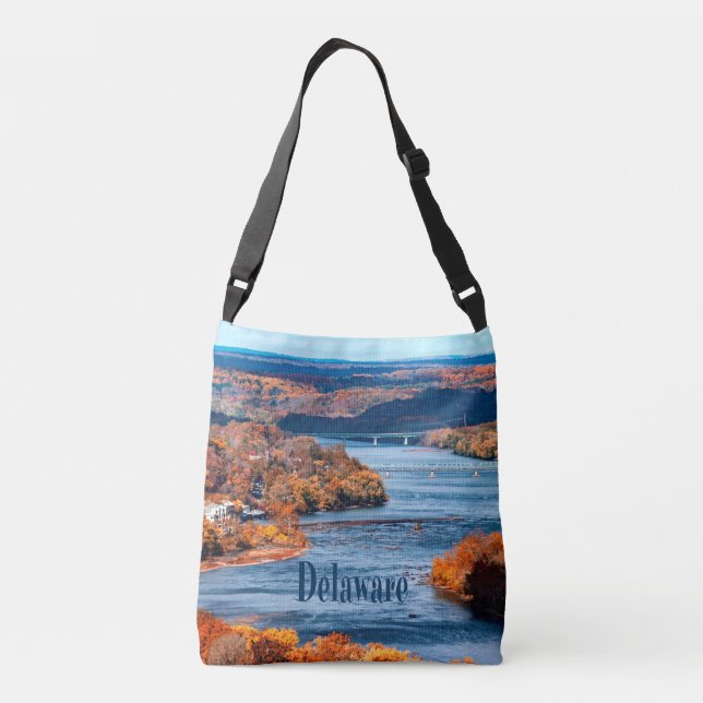 Delaware River Fall Leaves Crossbody Bag (Back)