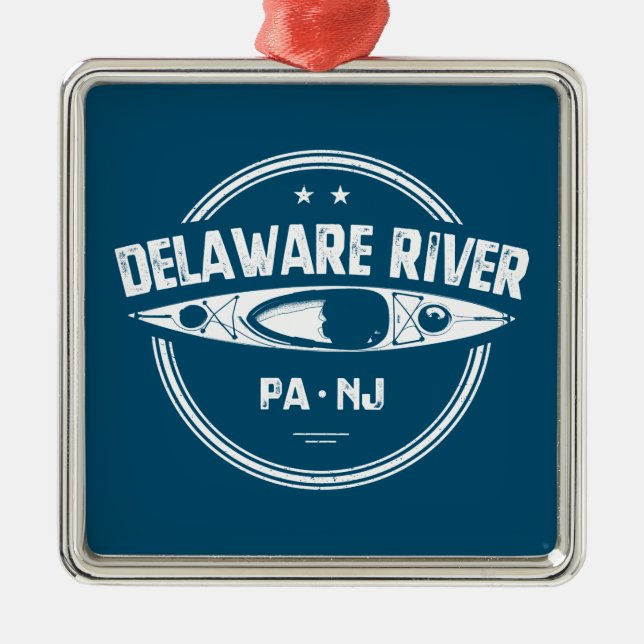 Delaware River Kayaking Metal Tree Decoration (Front)