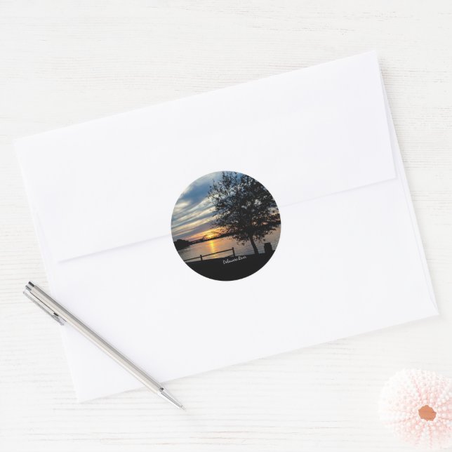 Delaware River, scenic photo, Classic Round Sticker (Envelope)