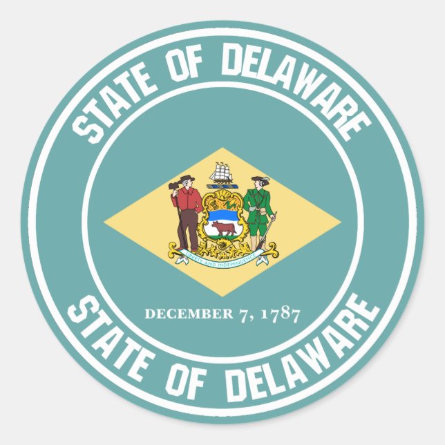 Delaware Round Emblem Classic Round Sticker (Front)