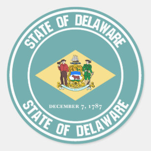 Delaware Round Emblem Classic Round Sticker