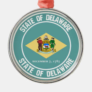 Delaware Round Emblem Metal Tree Decoration