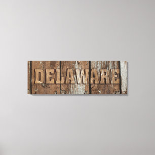 Delaware rustic wood wall canvas sign
