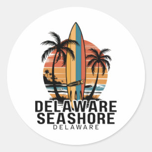 Delaware Seashore Delaware Surfing Surfer _1  Classic Round Sticker