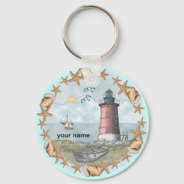 Delaware Shells Lighthouse   keychain (Front)