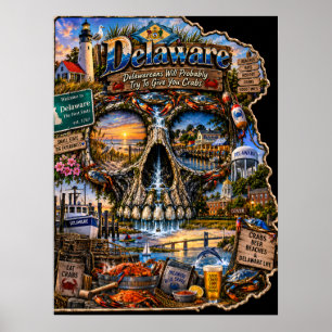 Delaware Skull Art Poster - State of Mind
