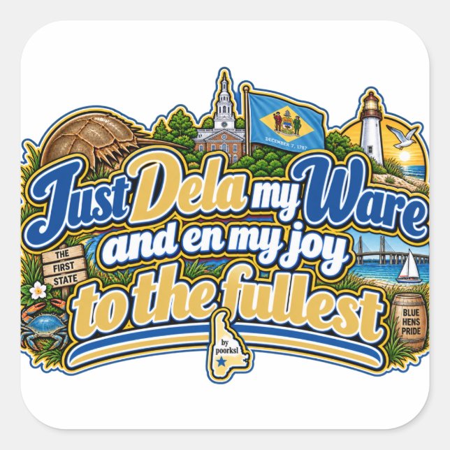 Delaware square sticker (Front)
